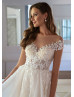 Beaded Floral Lace Glitter Tulle Fairy Wedding Dress